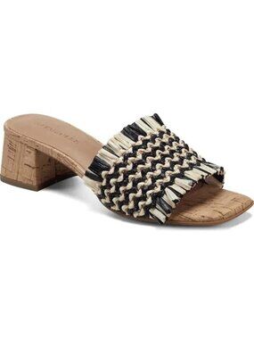 Aerosoles Raffia Braided Open-Toe Sandals With Cork Block Heel Size 5 NWOB